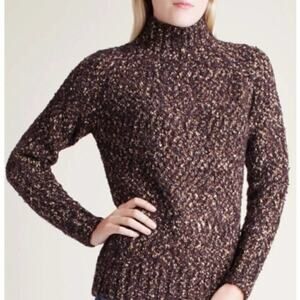 Kensie Wool Blend Twisted Boucle Sweater Size Small in Brown Pullover Style